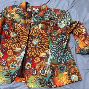 Conrad C Women's Blazer Jacket size 18 Shoulder Pads 5 Buttons  Floral Paisley